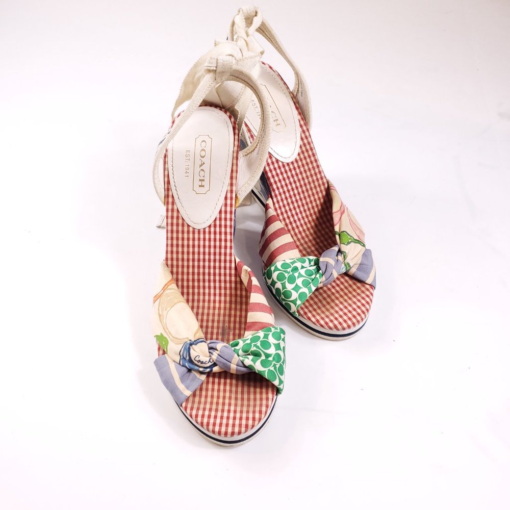 Coach Patchwork Lace Up Tammie Wedge Heels - Picture 7 of 7